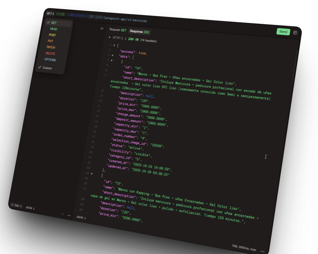 REST API for LatePoint dashboard